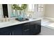 Elegant bathroom featuring a double vanity, modern fixtures, and a view overlooking the bathtub at 729 Lake Dell Ave, Dundee, FL 33838