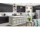 Modern open kitchen with stainless steel appliances, a center island with bar seating and black cabinetry at 753 Lake Dell Ave, Dundee, FL 33838