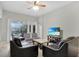 Spacious living room with comfortable seating, an outdoor view, and a ceiling fan at 7745 Comrow St, Kissimmee, FL 34747