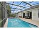 A private screened-in pool provides a relaxing oasis with ample space for lounging and entertaining outdoors at 7745 Comrow St, Kissimmee, FL 34747