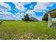 Expansive backyard featuring lush green grass and a beautiful house with a covered patio at 2350 Bradbury Rd, Haines City, FL 33844