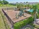 Community playground with swings, slides, and climbing structures in a fenced area at 2462 Sweet Viburnum Way, Ocoee, FL 34761