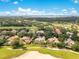 Aerial view of neighborhood featuring golf course, waterways, lush greenery, and elegant homes at 6761 Valhalla Way, Windermere, FL 34786