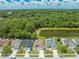 Neighborhood aerial view featuring a pond, trees and showcasing well-maintained homes and landscaping at 8322 Cascade Oaks Dr, Orlando, FL 32822