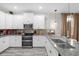 Modern kitchen with granite countertops, a mosaic backsplash, and stainless appliances at 9020 Stinger Dr, Davenport, FL 33896