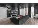 Living room with a black and white theme, Disney decor, and comfortable seating at 9020 Stinger Dr, Davenport, FL 33896