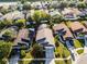 Beautiful aerial view of a home with a screened in pool, lush lawn and well-maintained landscaping at 11730 Kennington Ct, Orlando, FL 32824