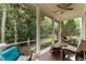 Relaxing screened porch with wicker furniture and lush green views, perfect for enjoying the outdoors at 1321 Artisan E Ave, Celebration, FL 34747