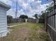 Fenced-in backyard with a mix of grass and bare spots, and a partial view of the house at 1413 11Th St, St Cloud, FL 34769