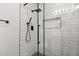 Modern bathroom with black fixtures, a subway tile shower, and a glass shower door at 2421 Deermeadow Dr, Apopka, FL 32703