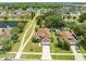 Aerial view of a beautiful home showcasing landscaping and proximity to a pond at 3203 Herons Point Cir, Kissimmee, FL 34741