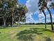 Expansive golf course view with tall trees, manicured green space, and a serene lake under a bright, cloudy sky at 7200 Green Pine Ct, Orlando, FL 32819
