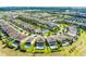 Serene aerial neighborhood view highlighting manicured lawns and private backyard pools within a suburban community at 7527 Marker Ave, Kissimmee, FL 34747