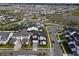 Stunning aerial shot of a modern home in an expansive, Gathering-friendly neighborhood with a lake at 9004 Santorini Dr, Orlando, FL 32827