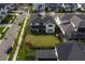Aerial view of modern home with a large backyard, patio, and lush green lawn at 9004 Santorini Dr, Orlando, FL 32827