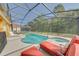 Backyard swimming pool and outdoor lounge area with screen enclosure offering privacy and sun at 1101 Marcello Blvd, Kissimmee, FL 34746