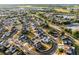 Expansive aerial view of a residential area with multiple homes, community features and roads at 2520 Jasmine Trace Dr, Kissimmee, FL 34758