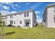 Townhome backyard features lush green grass, patio and sliding door entrance at 2845 Pierr St, Davenport, FL 33837