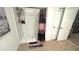 Shower stall with a shower curtain and storage shelves. A place to get refreshed! at 3673 Caspian St, Leesburg, FL 34748