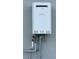 Rinnai tankless water heater mounted on the exterior of the home with associated plumbing at 5306 Meadow Song Dr, Okahumpka, FL 34762