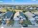 Aerial view of a single-Gathering home showcasing well-manicured lawns and neighborhood at 620 Old Bridge Cir, Davenport, FL 33897