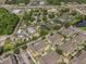 Aerial view of townhomes with RV park, pool, pond, and mature trees at 2614 Lodi Cir # 106, Kissimmee, FL 34746