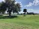 Scenic view of the golf course with a pond, green grass, and mature trees, offering a tranquil and picturesque setting at 88 Club Villas Ln, Kissimmee, FL 34744