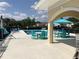 The community pool area offers comfortable seating and umbrellas for relaxation in a welcoming environment at 88 Club Villas Ln, Kissimmee, FL 34744