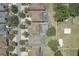 Aerial view showcasing homes with private pools in a residential neighborhood at 1043 Tourmaline Dr, Kissimmee, FL 34746
