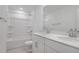 Bathroom with shower-tub, toilet, and dual sink vanity with quartz countertop at 1051 Cloud Ridge Ct, Mount Dora, FL 32757