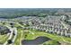 Overhead view of neighborhood nestled between golf course and a large forest, showcasing its picturesque surroundings at 124 Ashton Dr, Davenport, FL 33837