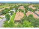 Birds eye view of the property surrounded by mature trees, located in a serene neighborhood at 1300 Island Green St, Davenport, FL 33896