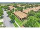 Aerial view of the property showcasing its manicured lawn, tile roof and proximity to local amenities at 1300 Island Green St, Davenport, FL 33896