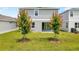 Backyard featuring vibrant green lawn and young trees at 227 Bull Frog Ln, Umatilla, FL 32784