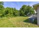 Lush backyard with plenty of shade from mature trees and a white picket fence at 265 Curtis Ave, Groveland, FL 34736