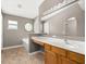 Bathroom vanity with lots of counter space and a soaking tub at 265 Curtis Ave, Groveland, FL 34736