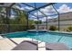 Beautiful pool with lounge chairs and spa within screened lanai, perfect for relaxation at 3125 Samosa Hill Cir, Clermont, FL 34714