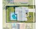 Aerial view outlining the property boundaries, highlighting the pool, and the lot's size at 3893 Blackberry Cir, St Cloud, FL 34769