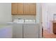 Laundry area featuring white washer and dryer units, and a built in cabinet at 426 Prestwick Dr, Davenport, FL 33897