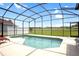 Screened in pool area with a view of a golf course and clear blue skies at 426 Prestwick Dr, Davenport, FL 33897