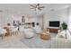 Bright open-concept living area featuring modern decor, tile floors, and a seamless flow to the kitchen at 5009 E Fountainwood Dr, St Cloud, FL 34772