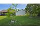 Landscaped backyard featuring a well-maintained lawn with young trees at 501 Kilimanjaro Dr, Kissimmee, FL 34758