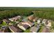 An aerial view of a residential neighborhood with lush green landscaping and mature trees surrounding well-maintained homes at 803 Shady Canyon Way, Kissimmee, FL 34759