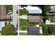 A high aerial view shows houses with driveways for off-street parking and green lawns at 1712 Melvin Ave, Orlando, FL 32806