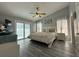 Comfortable bedroom with sliding glass doors providing access to the pool area and natural light at 2410 Sweetwater Blvd, St Cloud, FL 34772
