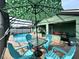 Beautiful screened in pool with an umbrella, chairs, and views of the patio at 2410 Sweetwater Blvd, St Cloud, FL 34772