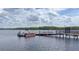 Lakeside dock featuring a boat launch and fishing pier, with ample boat parking and calm waters at 3349 Schoolhouse Rd, Harmony, FL 34773