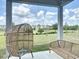 Relaxing covered patio with comfortable seating and views of the well-maintained lawn at 895 Overpool Ave, Davenport, FL 33896