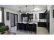 Modern kitchen with black cabinetry, stainless steel appliances, a large island, and stylish pendant lighting, perfect for cooking at 1025 Belvoir Dr, Kissimmee, FL 34744
