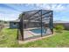 Outdoor pool with screened enclosure and lush lawn, ideal for relaxation and recreation at 1436 Nolton Way, Orlando, FL 32822
